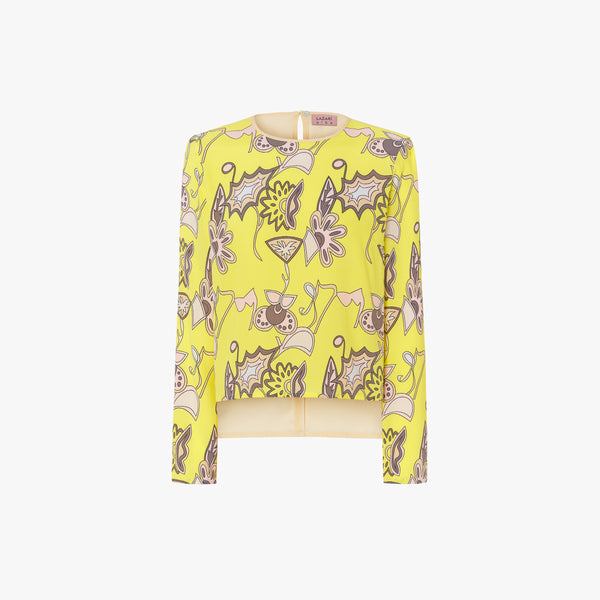 BLUSA DE SEDA ESTAMPADO BAROQUE AMARILLO