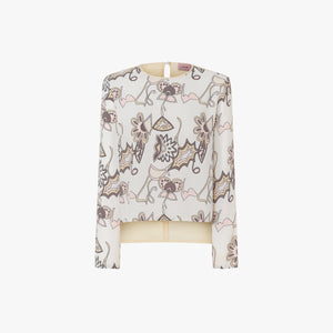 BLUSA DE SEDA ESTAMPADO BAROQUE BLANCO
