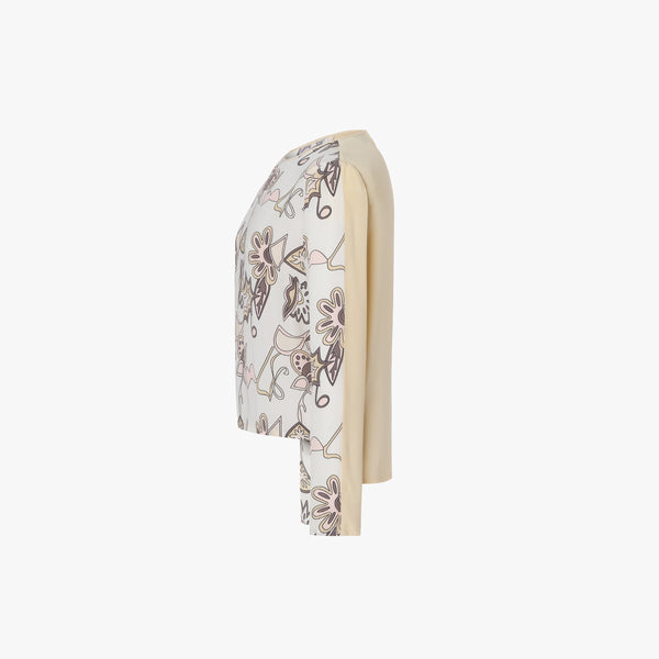 BLUSA DE SEDA ESTAMPADO BAROQUE BLANCO