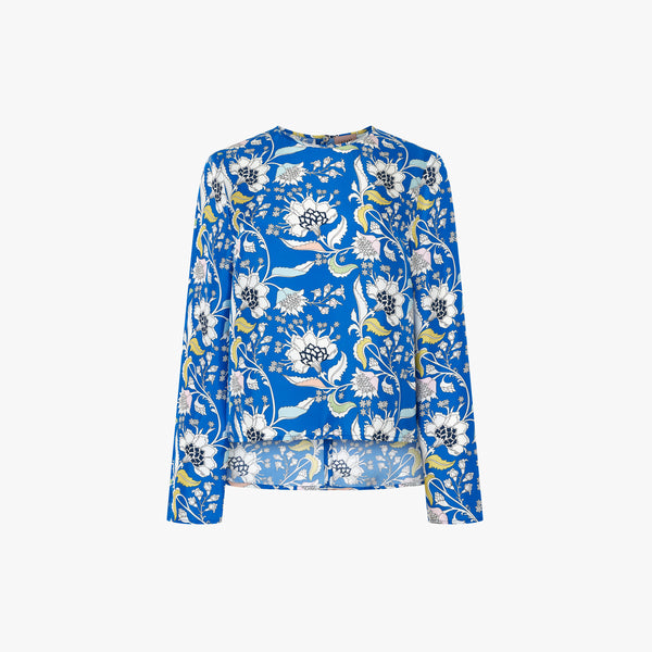 BAROQUE OPULENT BLUE BLOUSE IN SILK