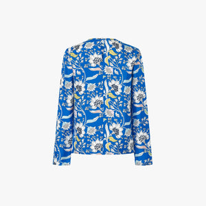 BAROQUE OPULENT BLUE BLOUSE IN SILK