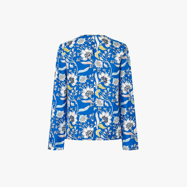 BAROQUE OPULENT BLUE BLOUSE IN SILK