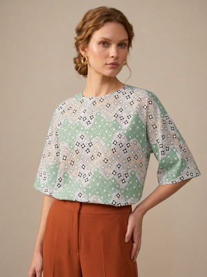Fragmented Green · Riviera Cotton Voile Blouse