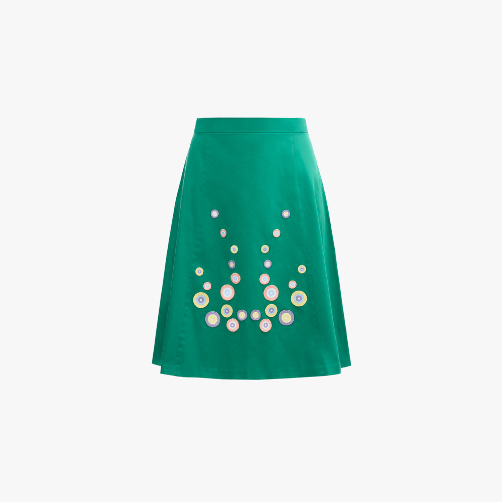 Falda Stella Green · Aplicaciones Bordadas