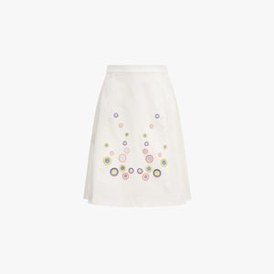 Stella White Skirt · Embroidered Appliqués