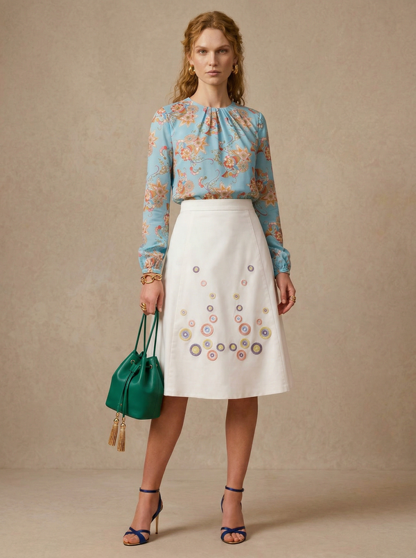 Stella Green · Embroidered Cotton Skirt