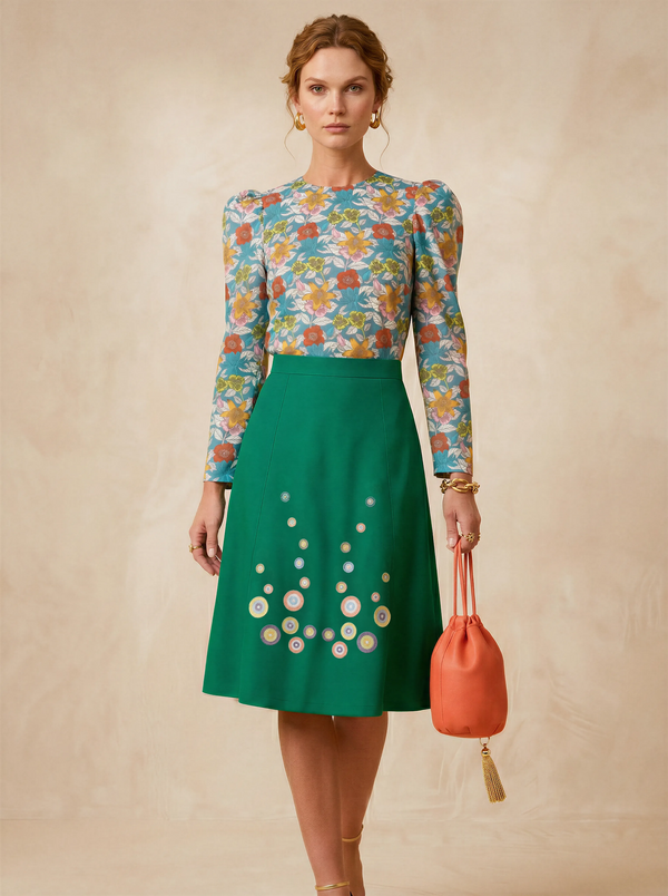 Stella Green · Falda de Algodón con Bordados