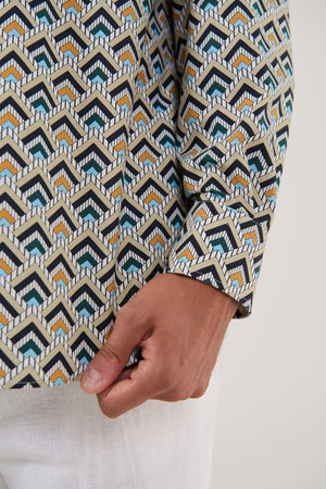CAMISA DE ALGODÓN ESTAMPADO DEEP TEAL