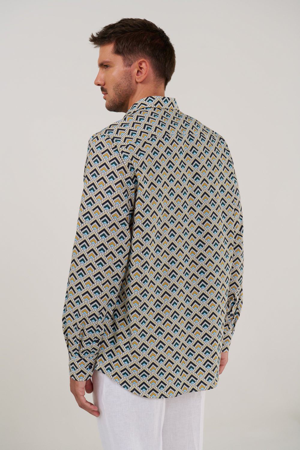 CAMISA DE ALGODÓN ESTAMPADO DEEP TEAL