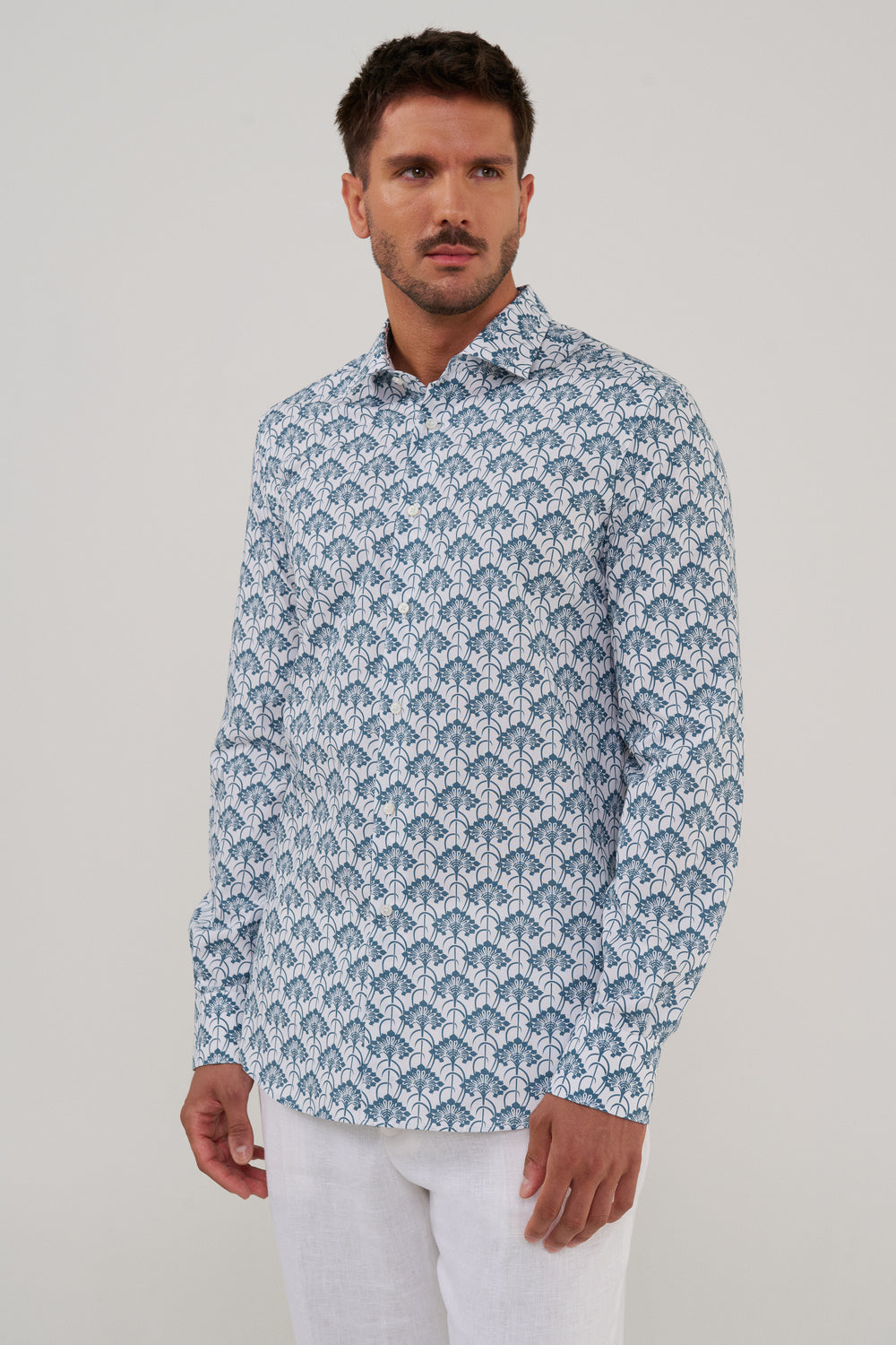 CAMISA DE ALGODÓN  ESTAMPADO PALM BLUE