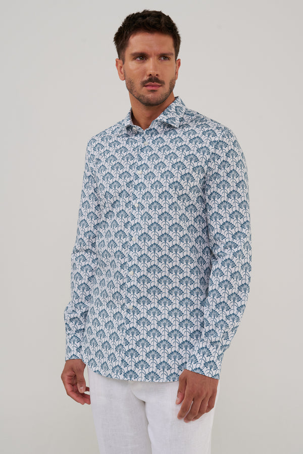CAMISA DE ALGODÓN  ESTAMPADO PALM BLUE