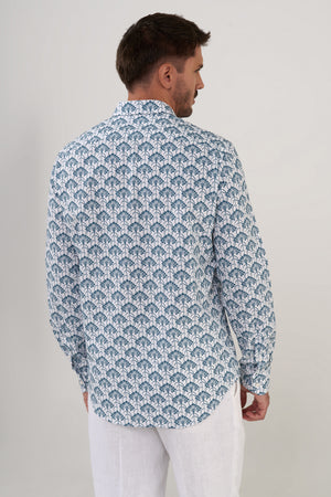 CAMISA DE ALGODÓN  ESTAMPADO PALM BLUE