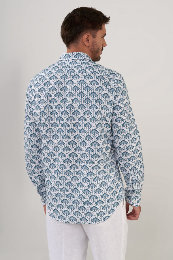 CAMISA DE ALGODÓN  ESTAMPADO PALM BLUE
