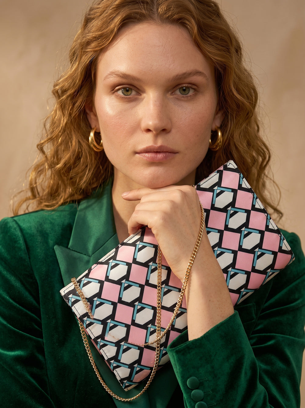 Geo Pink · Bolso de Mano Velour