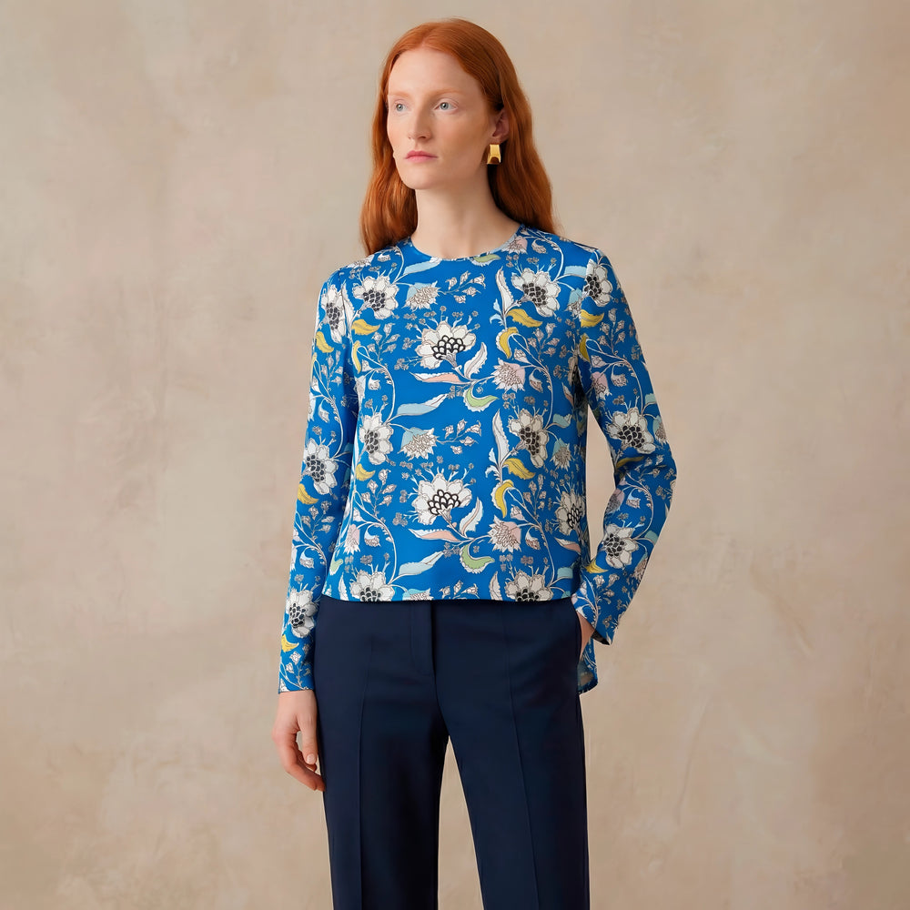 BLUSA BAROQUE OPULENT BLUE EN SEDA