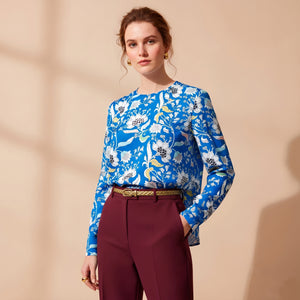 Opulent Blue · Baroque Silk Blouse