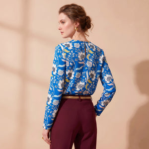 Opulent Blue · Baroque Silk Blouse