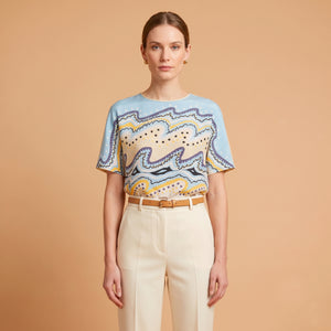 Riviera Blue · Blusa de Seda