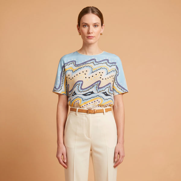 Riviera Blue · Blusa de Seda