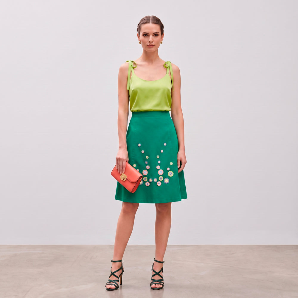 Stella Green · Falda de Algodón con Bordados