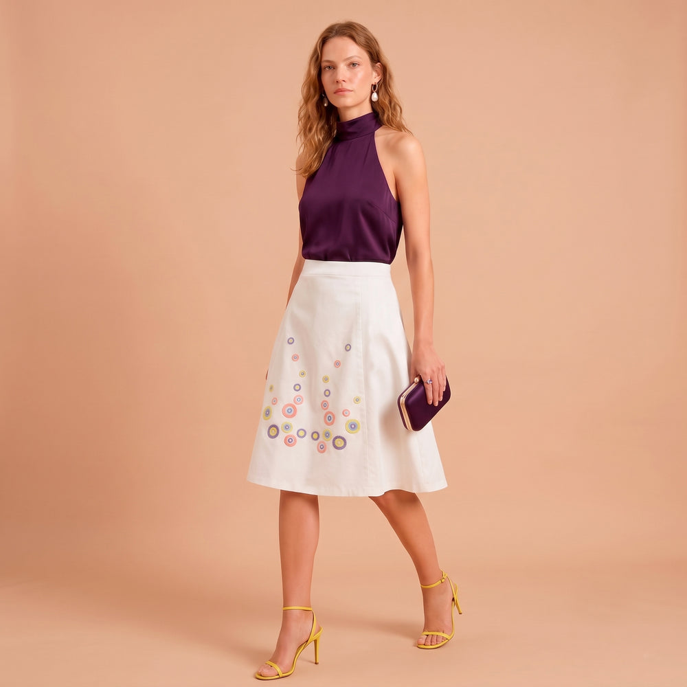 Stella White · Falda de Algodón con Bordados