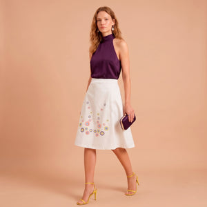 Stella White · Falda de Algodón con Bordados