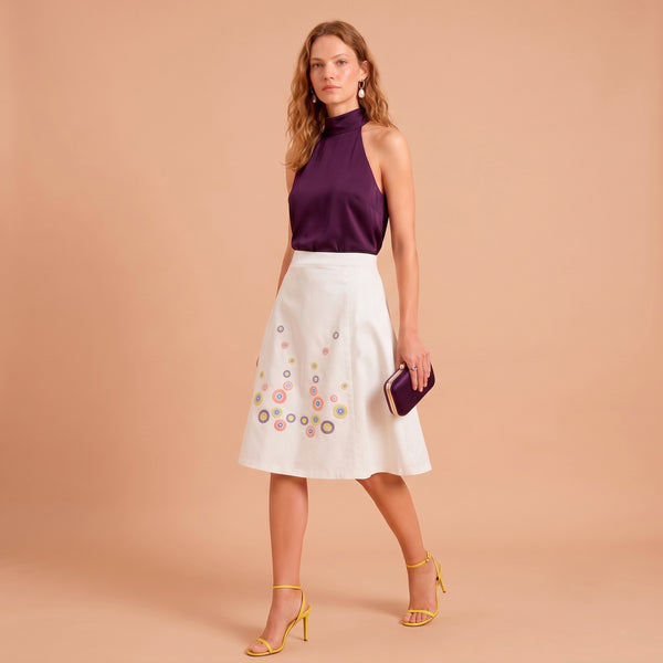 Stella White · Falda de Algodón con Bordados